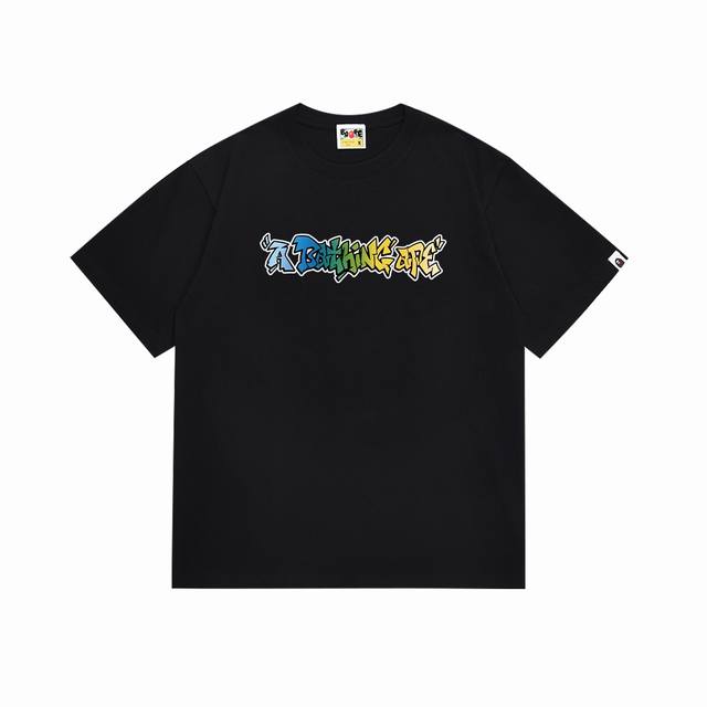 Sc092# 顶级版本 Bape涂鸦字母猿人头星标印花图案字母短袖T恤 采用260克优质高织纯棉面料 双纱精梳 质感柔软不起球 进口环保印花胶浆 图案鲜明立体