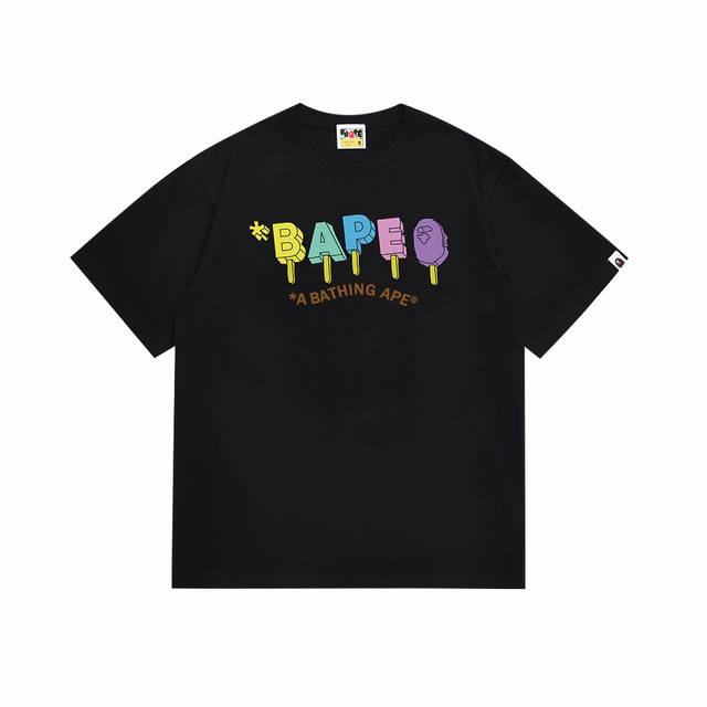 Sc087# 顶级版本 Bape彩色 猿人头冰棍字母印花短袖T恤 采用260克优质高织纯棉面料 双纱精梳 质感柔软不起球 进口环保印花胶浆 图案鲜明立体 品质男