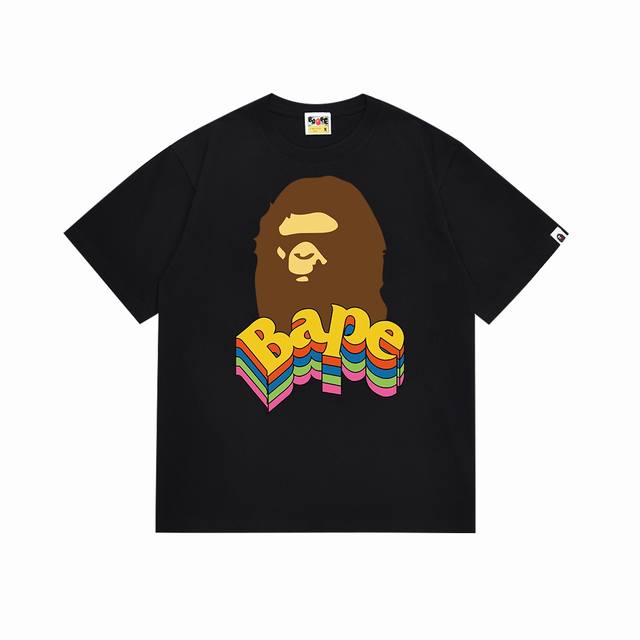Sc085# 顶级版本 Bape 猿人头彩色字母印花立体效果短袖T恤 采用260克优质高织纯棉面料 双纱精梳 质感柔软不起球 进口环保印花胶浆 图案鲜明立体 品