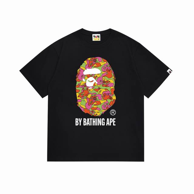 Sc083# 顶级版本 Bape 花朵迷彩猿人头字母印花短袖T恤 采用260克优质高织纯棉面料 双纱精梳 质感柔软不起球 进口环保印花胶浆 图案鲜明立体 品质男