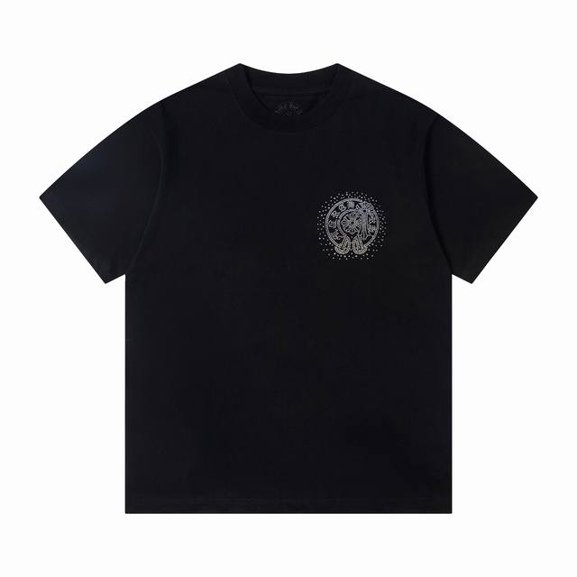 上新 款号:G957 Chrome Hearts克罗心新款烫钻Logo印花休闲圆领短袖T恤 小红书热门爆款｜明星网红同款穿搭 1面料采用26支270克纯棉双纱面
