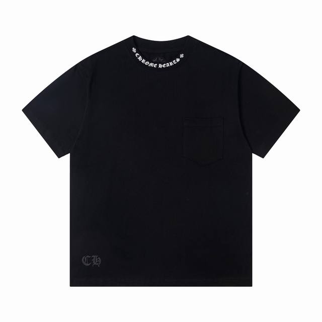 上新 款号:G950 Chrome Hearts克罗心新款口袋印花休闲圆领短袖T恤 小红书热门爆款｜明星网红同款穿搭 1面料采用26支270克纯棉双纱面料 柔软