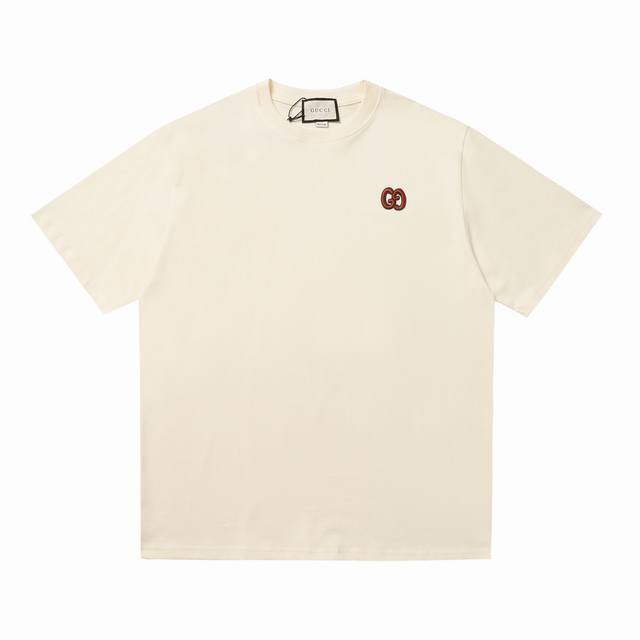 Gucci 古驰 双G刺绣小标Logo短袖 胸前金线高密立体刺绣Logo 重点后背金标全手工缝制丝标！原版1:1针织纯棉280克重面料 同色定制色织色染高密度螺
