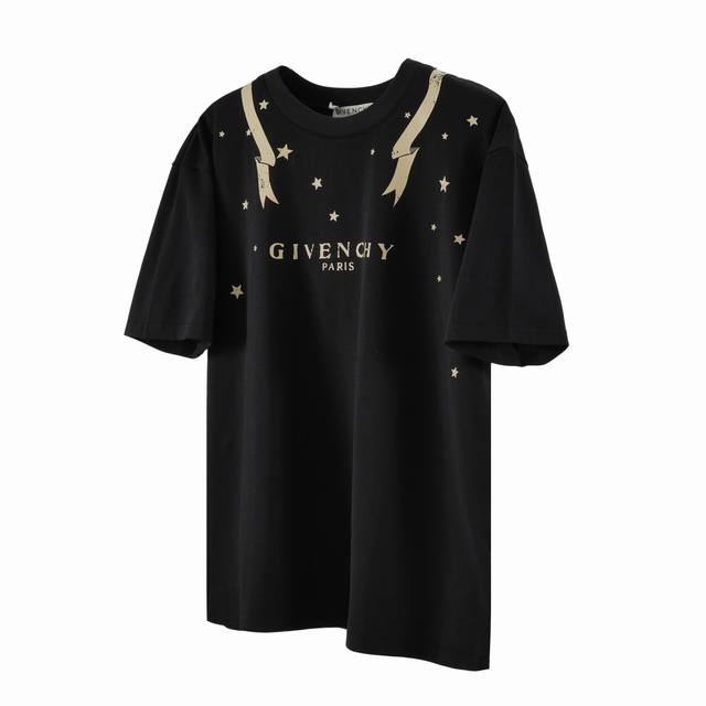 C01 Givenchy 纪梵希 23Ss烫金飘带太阳神T恤 原版1:1印花采用日资Mimaki印花机作业，不起边无毛边，喷绘烫画热压冷撕，高温180度压烫，前