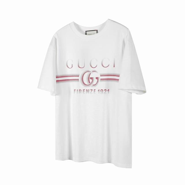 G16 Gucci 古驰 24Ss新款双G条纹印花短袖T恤 G16 面料采用280克平纹32支双股双纱紧密赛络纺进口“福原”牌大圆机织造而成，双面做蚀毛无尘处理