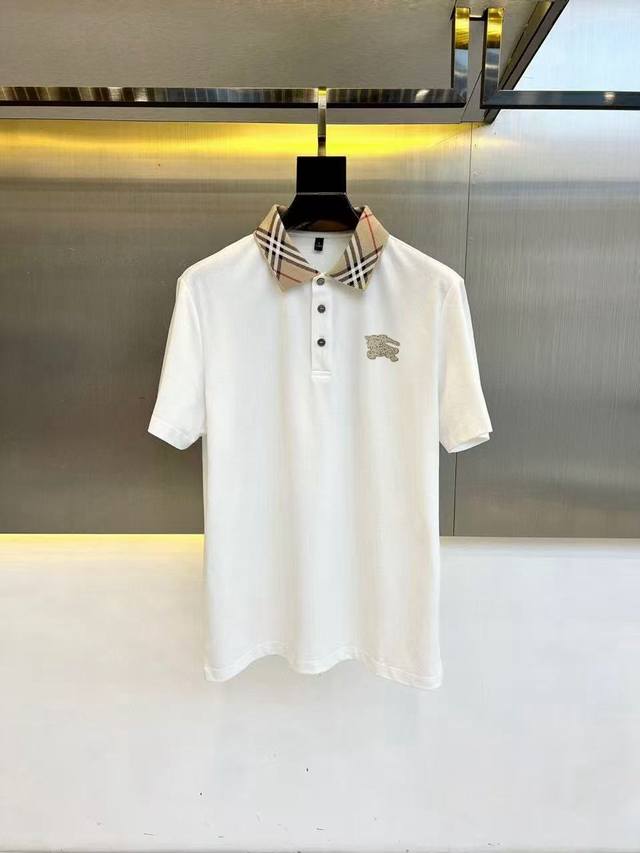 巴宝莉 Burberry 夏季新款T恤翻领短袖Polo衫，专柜定制面料 透气舒适度高，材质:69.7%棉 26.4%聚酯纤维 3.9%氨纶 款式:通款细节无可挑