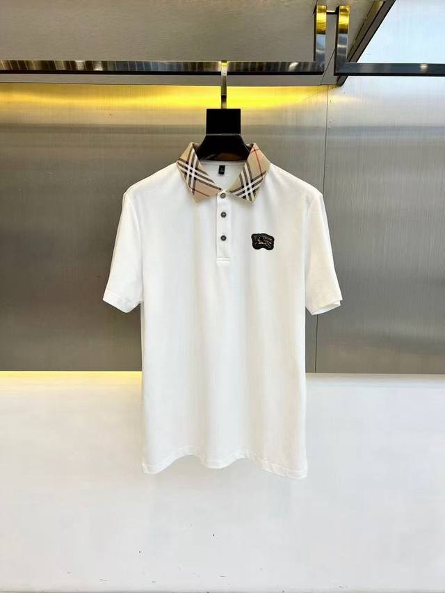 巴宝莉 Burberry 夏季新款T恤翻领短袖Polo衫，专柜定制面料 透气舒适度高，材质:69.7%棉 26.4%聚酯纤维 3.9%氨纶 款式:通款细节无可挑