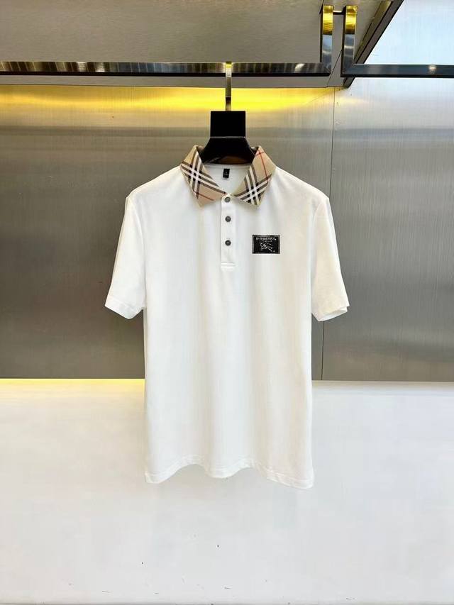 巴宝莉 Burberry 夏季新款T恤翻领短袖Polo衫，专柜定制面料 透气舒适度高，材质:69.7%棉 26.4%聚酯纤维 3.9%氨纶 款式:通款细节无可挑