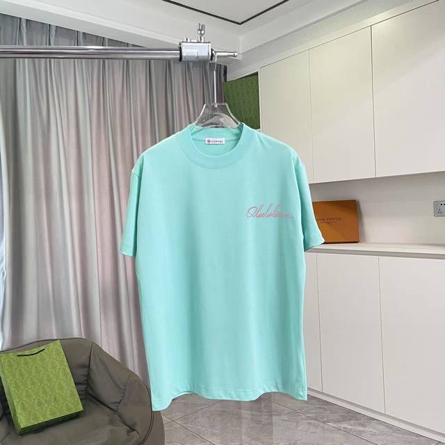 Lulu*露露乐蒙2025夏季新款 个性字母Logo印花 定制面料300G 短袖T恤 男女同款 尺码：S M L Xl Xxl 五个码 颜色：黑色 白色 粉红色