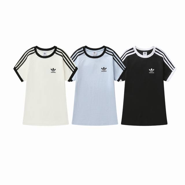款号：829 Adidas阿迪达斯三叶草经典款三条杠螺纹刺绣Logo运动百搭短袖T恤 颜色：米白色 浅蓝色 黑色 尺码：S M L Xl