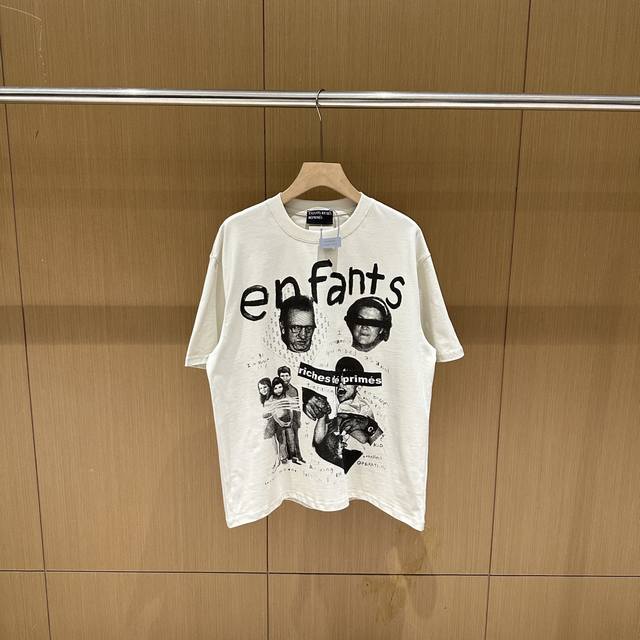 Erd忧郁的富二代复古胖小孩人像印花Fat Kid做旧象牙白短袖T恤 款号：022-203 码数：1码 2码 3码 颜色：米白色 复古潮流新品 纯棉260克重磅
