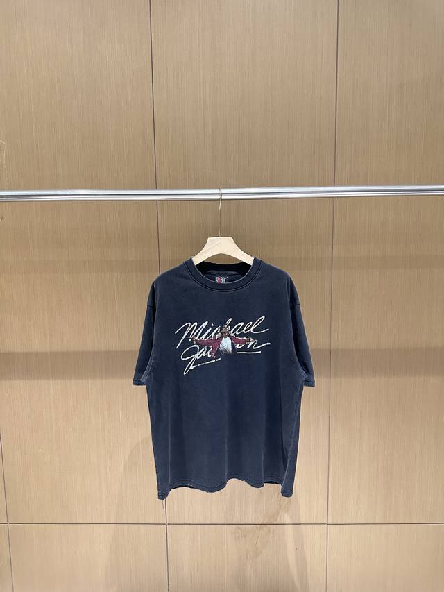 迈克杰克逊人像复古水洗做旧Vintage美式纯棉宽松T恤半袖短袖 款号：013-141 码数：M-Xl 复古做旧重磅T恤 水洗做旧工艺 260G重磅纯棉 厚实挺