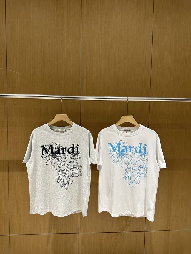 Mardimercredi小雏菊百合三花短袖T恤宽松上衣女25春新款多巴胺 款号：J02 码数：均码 颜色：灰色 白色 260G纯棉高克重版本 3标齐