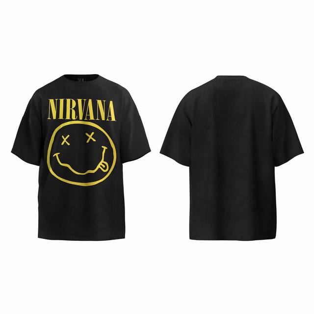 Nirvana 涅槃柯特科本复古水洗做旧Vintage摇滚乐队短袖T恤 款号：013-139 码数：S-Xl 这个表情相信大家不陌生，Nirvana或是Marc