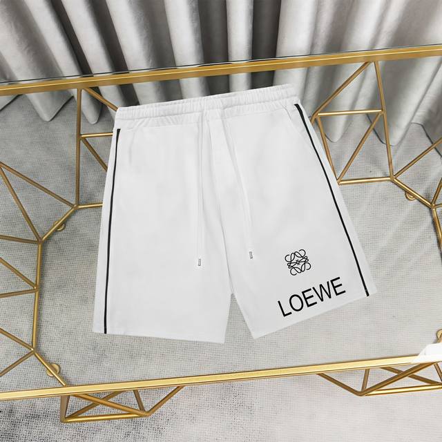 Loewe 罗意威印花纯棉短裤卫裤 1:1对版面料300克毛圈高克重百分百纯棉 提前做过预缩水1×1双纱洗一辈子都不会变形的 男女同款 官网细节 Logo字母印