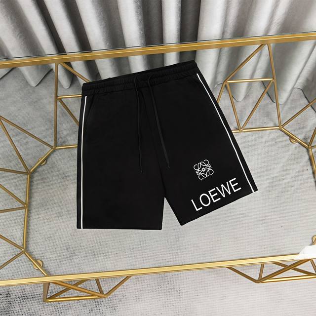 Loewe 罗意威印花纯棉短裤卫裤 1:1对版面料300克毛圈高克重百分百纯棉 提前做过预缩水1×1双纱洗一辈子都不会变形的 男女同款 官网细节 Logo字母印
