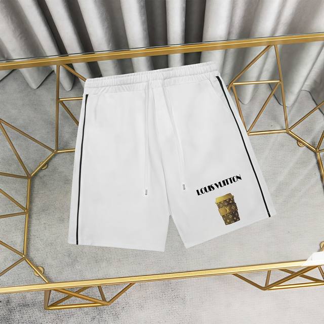 Louis Vuitton 路易威登印花纯棉短裤卫裤五分裤 1:1对版面料380克毛圈高克重百分百纯棉 提前做过预缩水1×1双纱洗一辈子都不会变形的 男女同款