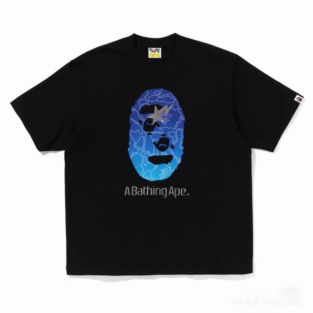 001173款A Bathing Ape Logo字母圆领宽松短袖T恤 男女同款 码数Smlxlxxl 黑色白色