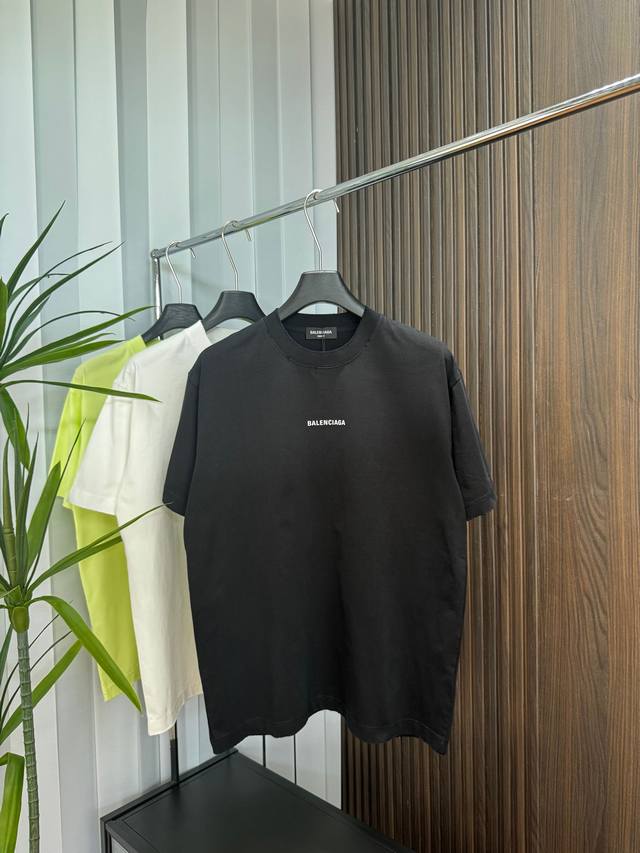 Balenciaga 2025Ss春夏新款短袖 全棉平纹面料打造 再洗水定型 磨破工艺 前胸Logo3D立体压胶工艺 高品质 手感柔软 定制面料 做工精细 男女