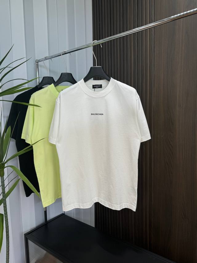 Balenciaga 2025Ss春夏新款短袖 全棉平纹面料打造 再洗水定型 磨破工艺 前胸Logo3D立体压胶工艺 高品质 手感柔软 定制面料 做工精细 男女