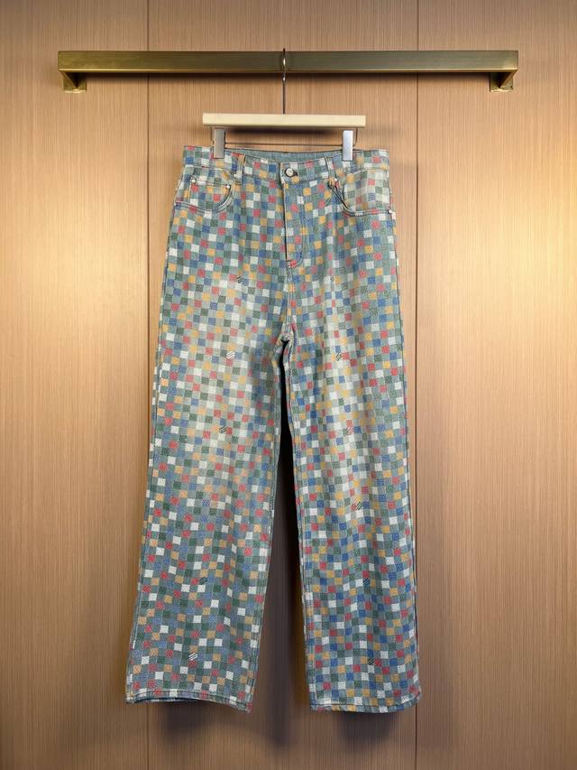 Lv 25Ss 彩印马赛克牛仔裤 尺寸：30-32-34-36