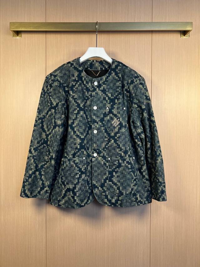 Lv 高版本 25Ss 像素蛇纹牛仔外套 尺寸46-48-50-52
