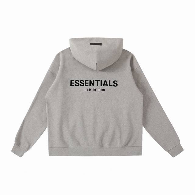 款号043 深燕麦 顶级版本Fear Of God Essentials Fog胸口后背植绒男女情侣明星同款秋冬纯棉帽衫卫衣 第八季最新款植绒Logo帽衫一出，