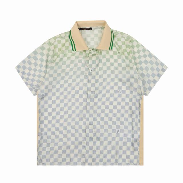 Louis Vuitton 路易威登 新款渐变棋盘格翻领短袖衬衫 Size：Xs-L