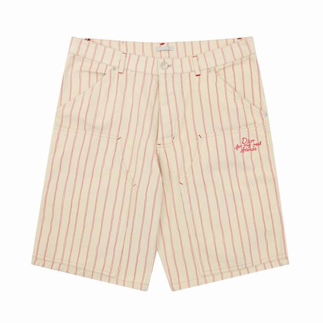 Dior 迪奥 25Ss 口袋条纹Dio字母短裤-红线 Size：46-52