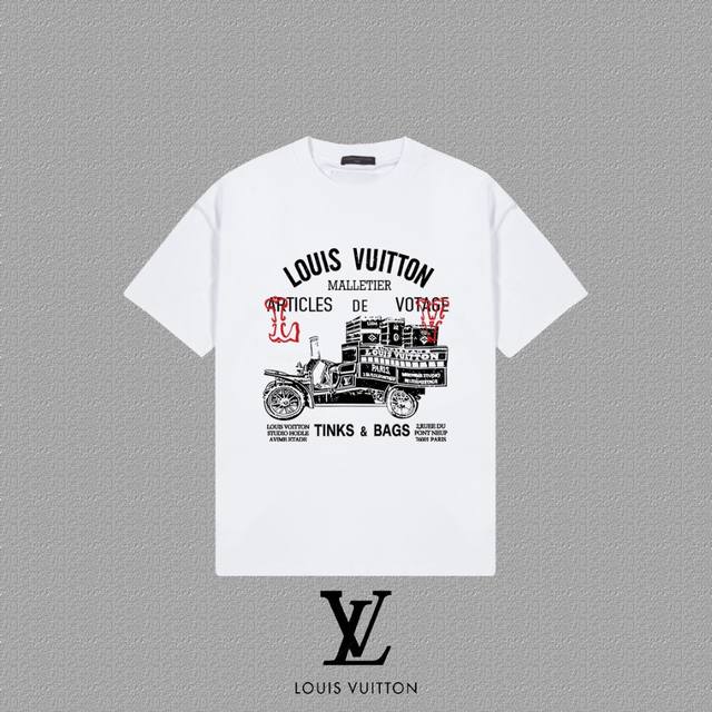 Louis Vuitton 路易威登] 2025Fw春夏新款 Lv字母短袖T恤 300克双纱26支纯棉面料 四标齐全 带Logo包装袋+雪梨纸 男女同款 颜色：