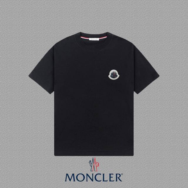 Moncler 蒙口] 2025Fw短袖T恤 徽章+Logo 高端26S双纱300克面料 重磅面料 定制拉架罗纹同缸同染 三标齐全 男女同款 颜色：黑色 白色