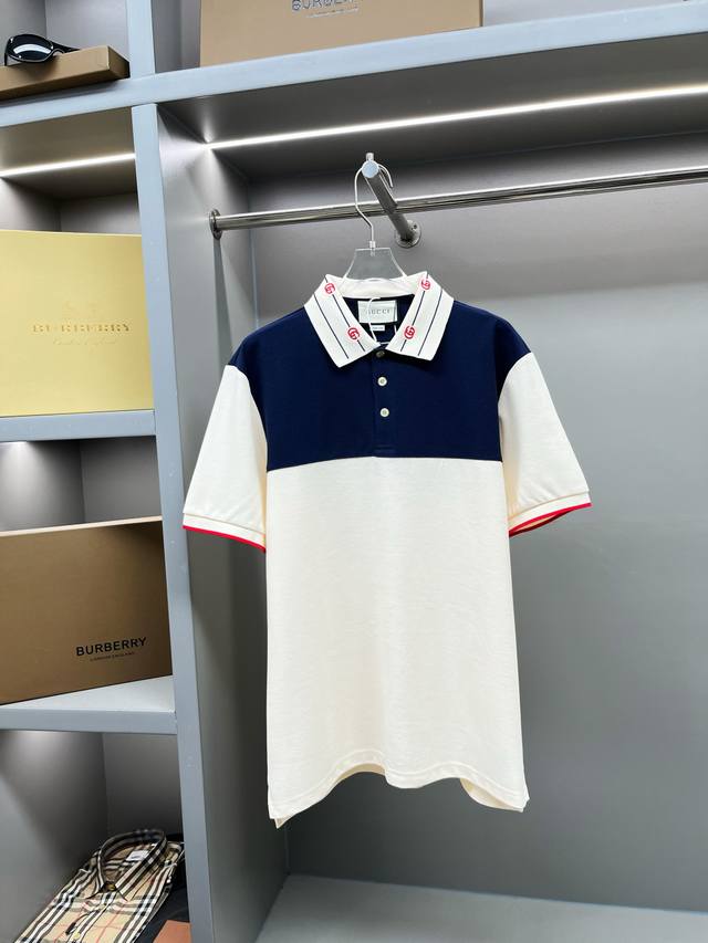 GuccⅠ 古驰 拼色刺绣新款Polo衫 原版面料 原版订制辅料 官方同款 采用210克纯棉珠地面料，定制 同缸染面料 手感非常舒服爽滑 版型挺阔有型 一线品牌