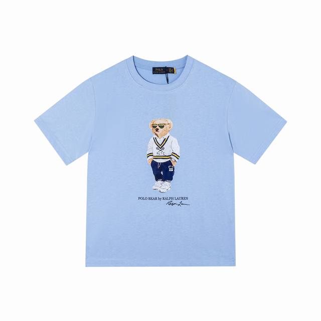 款号：511 Ralph Lauren 拉夫劳伦25Ss新款小熊印花圆领短袖 颈部主标Logo有二维码标，可以扫码验证，区别市面Low货。32支240G亲水爽肤