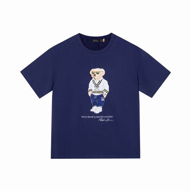 款号：511 Ralph Lauren 拉夫劳伦25Ss新款小熊印花圆领短袖 颈部主标Logo有二维码标，可以扫码验证，区别市面Low货。32支240G亲水爽肤