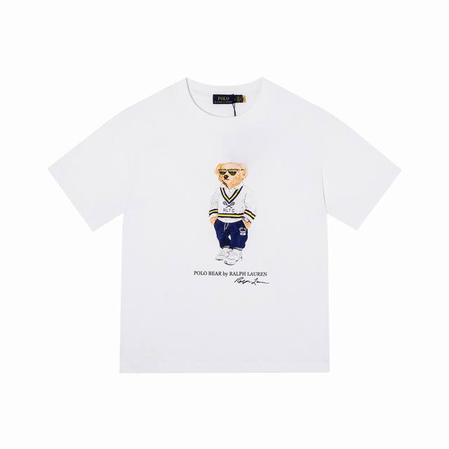 款号：511 Ralph Lauren 拉夫劳伦25Ss新款小熊印花圆领短袖 颈部主标Logo有二维码标，可以扫码验证，区别市面Low货。32支240G亲水爽肤