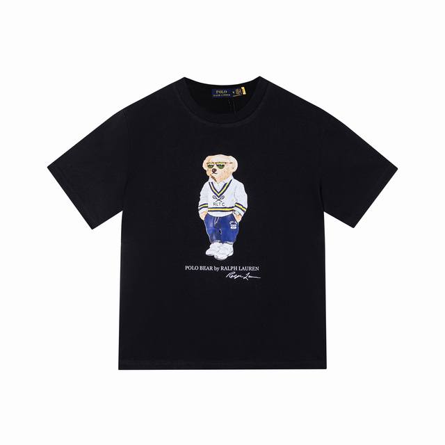 款号：511 Ralph Lauren 拉夫劳伦25Ss新款小熊印花圆领短袖 颈部主标Logo有二维码标，可以扫码验证，区别市面Low货。32支240G亲水爽肤