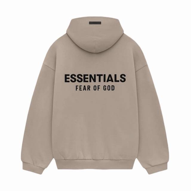 顶级版本Fear Of God Essentials Fall24 Holiday系列 Fleece Hoodie 连帽简约硅胶字母舒适加绒字母卫衣 男女同款