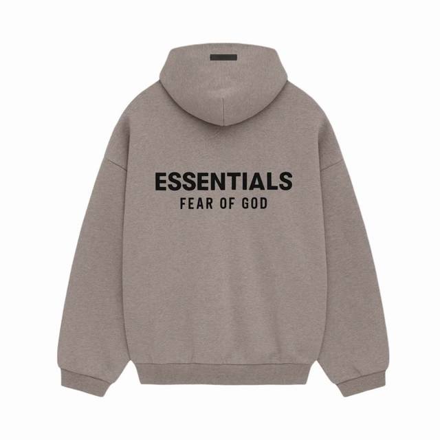 顶级版本Fear Of God Essentials Fall24 Holiday系列 Fleece Hoodie 连帽简约硅胶字母舒适加绒字母卫衣 男女同款