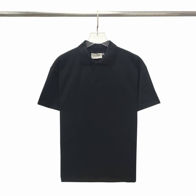 青黑色 顶级版本Fear Of God Fog Essentials后背硅胶字母Polo衫纯棉宽松透气Os版型 后背硅胶采用顶级铭牌，字母采取凸起工艺，保证原版
