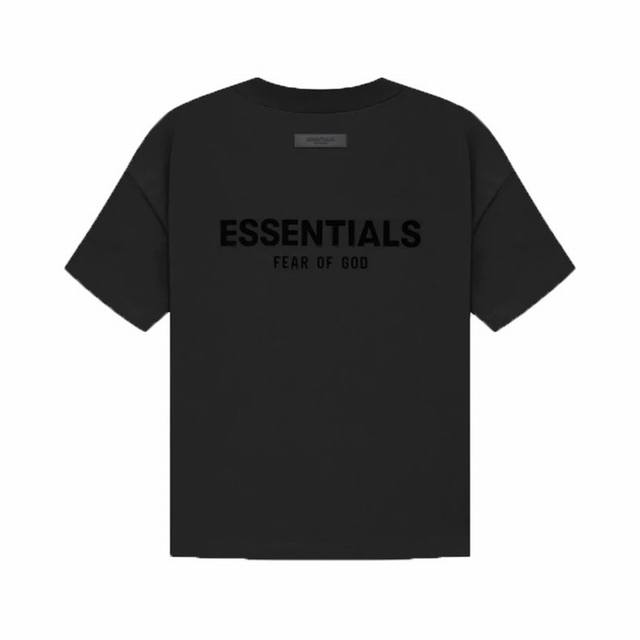 绿X版本 黑色 顶级版本Fear Of God Essentials Fog胸口后背植绒男女情侣明星同款纯棉宽松透气短袖T恤 第八季最新款植绒Logo一出，可谓