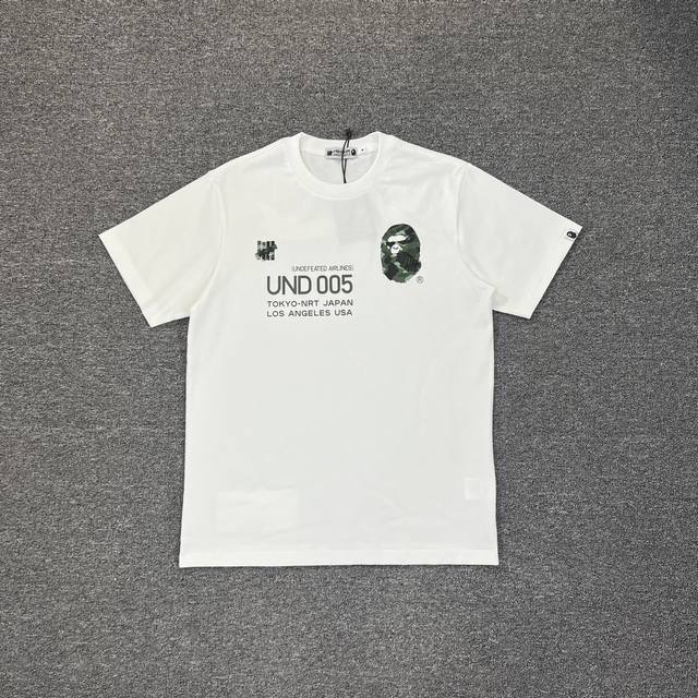 Xx222 Undfeated ＸBape联名五道杠背后飞机印花大标 270克克重麻棉面料 Zp开版 情侣款：Ｓ Xxl 黑绿 白绿 黑蓝 白蓝