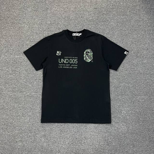 Xx222 Undfeated ＸBape联名五道杠背后飞机印花大标 270克克重麻棉面料 Zp开版 情侣款：Ｓ Xxl 黑绿 白绿 黑蓝 白蓝