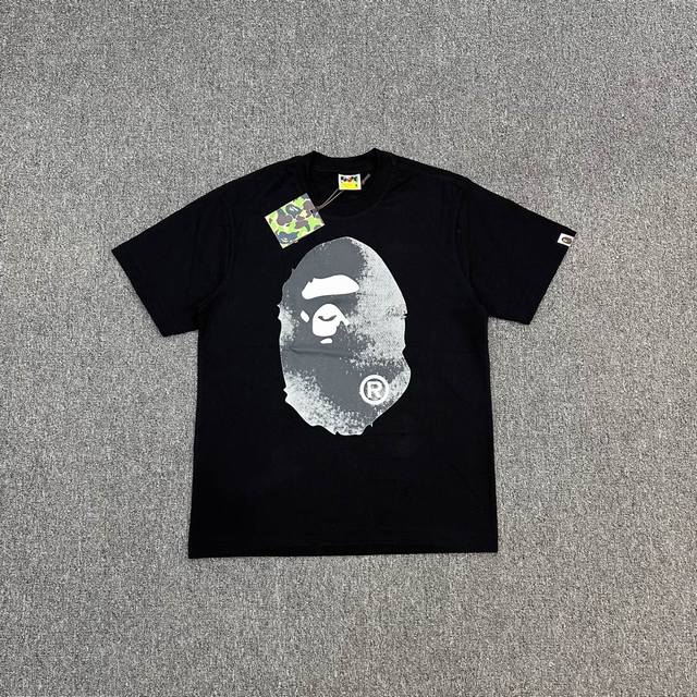 Xx113 A Bathing Ape Ss25漂白猿人印花短袖270克克重麻棉面料 情侣款：S-Xxl 黑色 白色