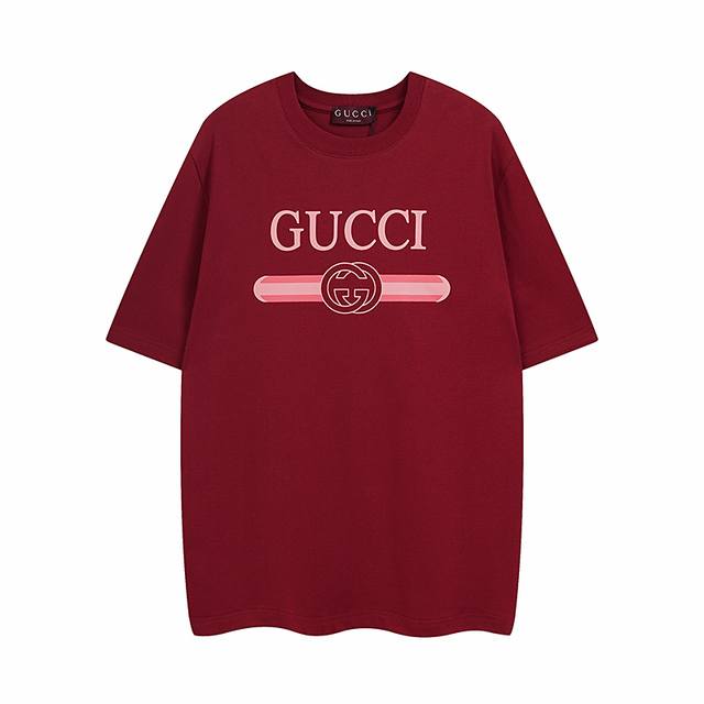 全年有货不下架 Gucci古奇2025春夏腰带经典印花圆领短袖T恤采用260克双纱精棉，衣服偏厚使整体高透气和柔软性，高版本，三标齐全！男女同款克重260克 采