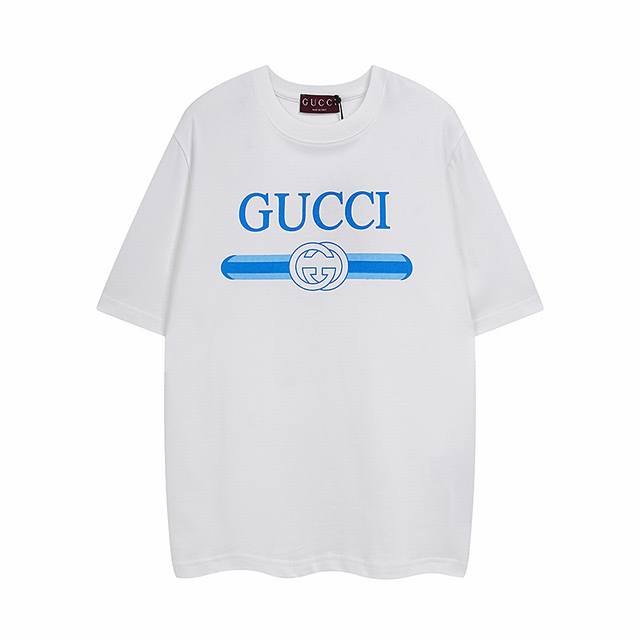 全年有货不下架 Gucci古奇2025春夏腰带经典印花圆领短袖T恤采用260克双纱精棉，衣服偏厚使整体高透气和柔软性，高版本，三标齐全！男女同款克重260克 采