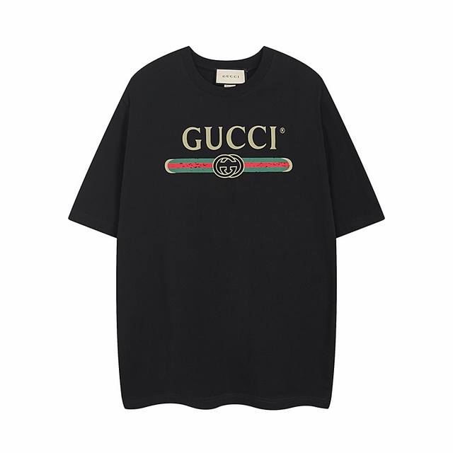 全年有货不下架 Gucci古奇春夏腰带经典印花圆领短袖T恤采用240克双纱精棉，衣服偏厚使整体高透气和柔软性，高版本，三标齐全！男女同款采用24S特纺紧密棉面料