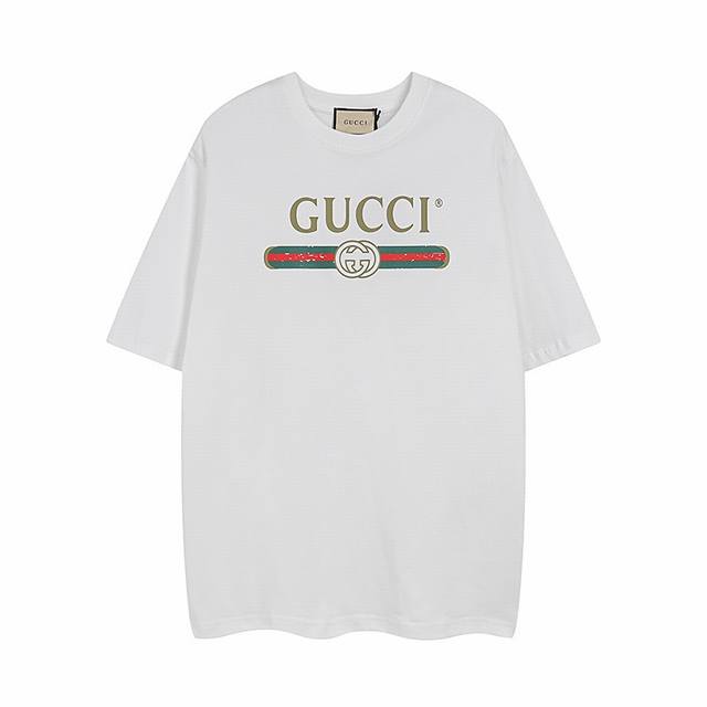 全年有货不下架 Gucci古奇春夏腰带经典印花圆领短袖T恤采用240克双纱精棉，衣服偏厚使整体高透气和柔软性，高版本，三标齐全！男女同款采用24S特纺紧密棉面料