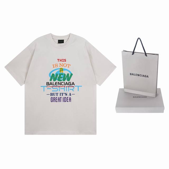 实拍图 顶级版本.官网品质 Balenci*Ss25新款。采用字母Logo彩色多元素艺术印花短袖T恤.砖柜同步.第一时间正品研制，欢印对比！面料采用巴黎Zp定织