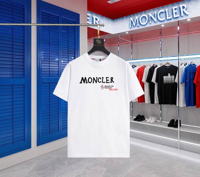 升级版本 手机智能感应~Nfc芯片袖章~直达官网防伪 Moncler~蒙口 2025新款高品质圆领短袖T恤 袖口车有进口绣花标 定制定染,手感非常舒服 超级百搭