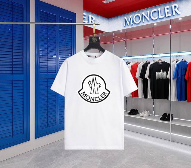 升级版本 手机智能感应~Nfc芯片袖章~直达官网防伪 Moncler~蒙口 2025新款高品质圆领短袖T恤 袖口车有进口绣花标 定制定染,手感非常舒服 超级百搭